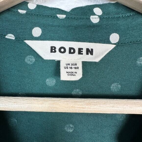 Boden Women’s Laura Long Sleeve Jersey Midi Dress in Green Polka Dot Size 16 - Picture 5 of 16